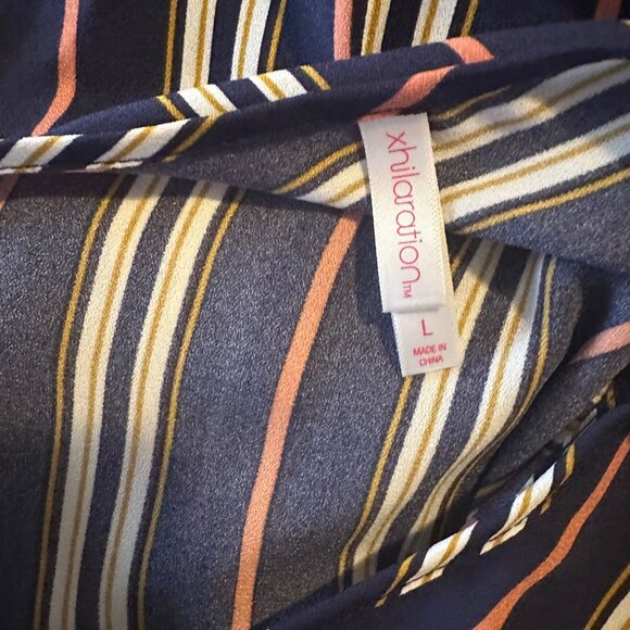 Xhilaration blue white and orange stripe wide leg jumpsuit size L - Picture 3 of 6